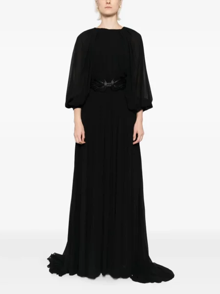 Rochie maxi Saiid Kobeisy plisată de costum negru