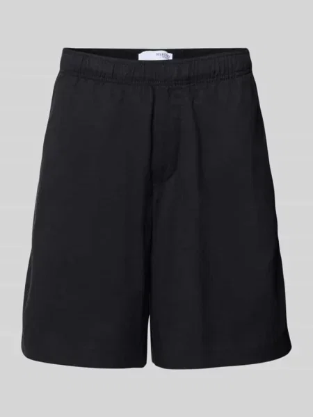 Szorty o luźnym kroju z elastycznym pasem model ‘THAIS SUMMER’ Selected Homme czarne