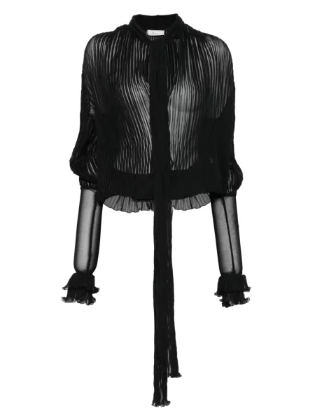 Bluză Blumarine de mătase plisată negru