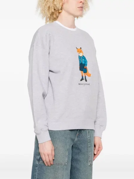 Hanorac Maison Kitsune cu imagine gri