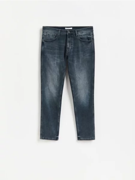 Reserved Blugi slim cu efect prespălat indigo jeans