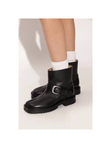 Buty do kostki Maison Margiela skórzane na sprzączkę czarne