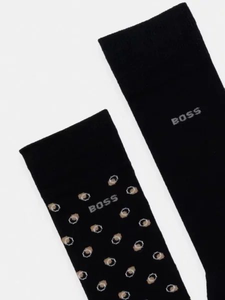 BOSS ponožky pánske s bavlnou 2P RS Minipattern čierna