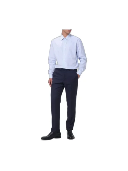 Koszula Zegna w paski z paskiem niebieska