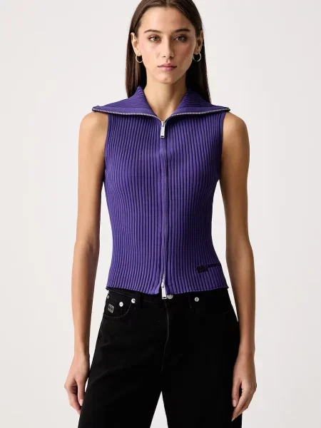 Karl Lagerfeld Jeans vestă pentru femei cu vâscoză violet