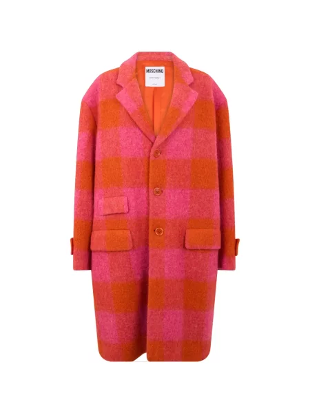 Lung palton Moschino în carouri roz