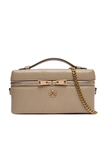 Tory Burch Torebka Charlie Quilted East-West Vanity Case beżowy
