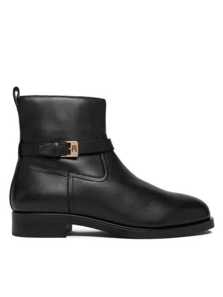 Tommy Hilfiger Боти Th Buckle Riding Leather Bootie черен