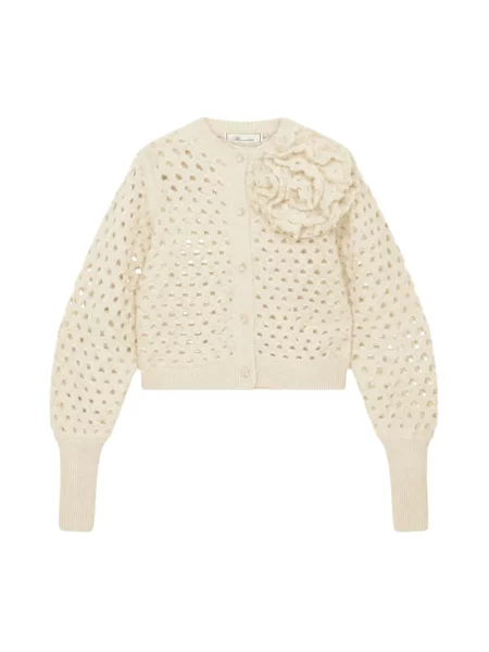 Kardigan Blumarine wełniany ażurowy beżowy