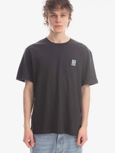 Тениска Filling Pieces Tee Lux с изчистен дизайн кафяво