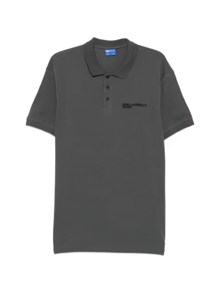 Tricou polo Karl Lagerfeld Jeans cu broderie gri