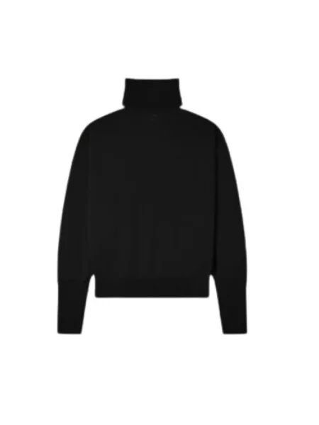 Dzianinowy sweter z golfem Courreges z logo czarny