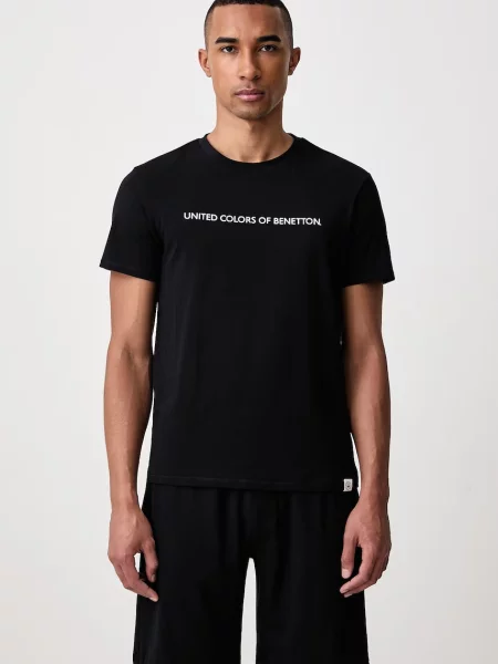United Colors of Benetton dvojdielne pyžamo pánske s elastanom čierna