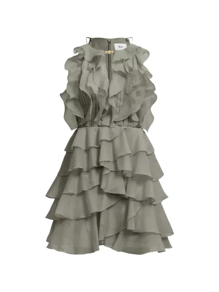 Rochie mini Aje cu volane verde