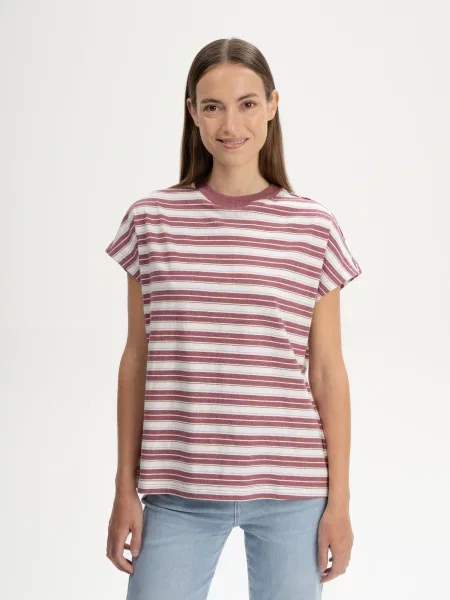 MELA Tricou Madhu albastru deschis / roșu burgundy / negru alb