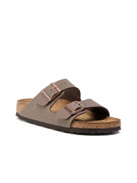 Klapki Birkenstock zamszowe brązowe