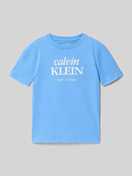 T-shirt o kroju regular fit z czystej bawełny Calvin Klein Jeans błękitna