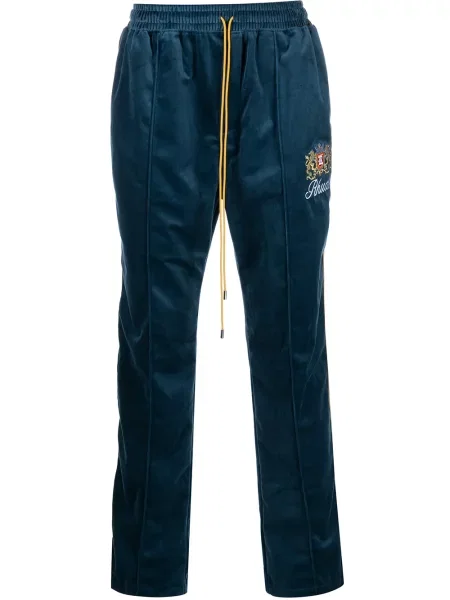 Pantaloni Rhude cu broderie de catifea alergare albastru