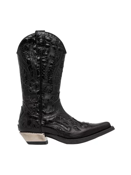 New Rock kowbojki skórzane Nomada Y Firence Negro West Negro-Acero T.Acero na słupku czarny