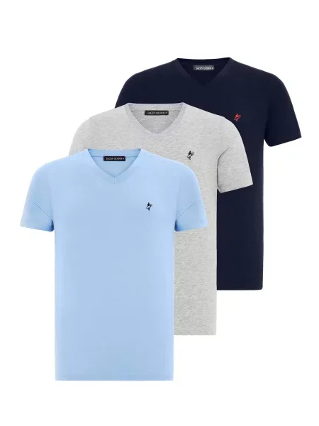 Jacey Quinn Majica svetlo modra / siva / rdeča črna