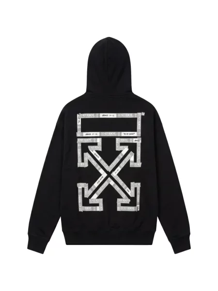 Hanorac cu glugă Off-white cu imagine cu cordon alb