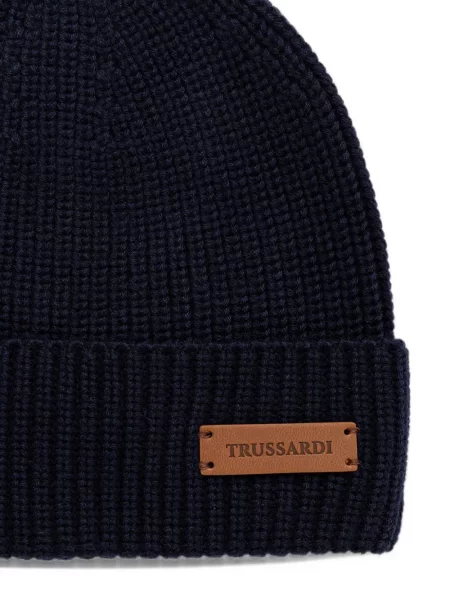 Kötött sapka Trussardi autogrammal kék