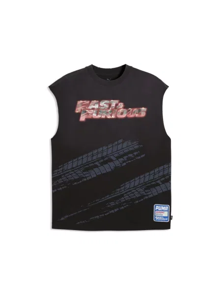 Koszulka PUMA x FAST & FURIOUS Cut-Off o luźnym kroju Akcesoria S czarny