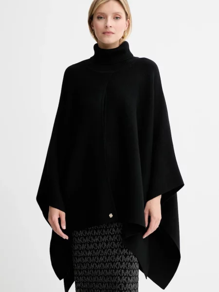 BOSS poncho de lână deschis negru