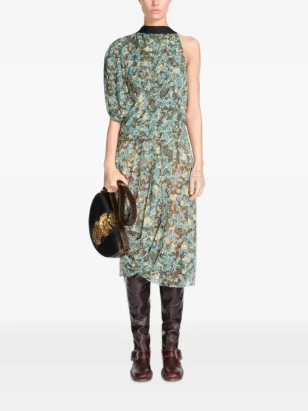 Rochie Dries Van Noten asimetrică albastru