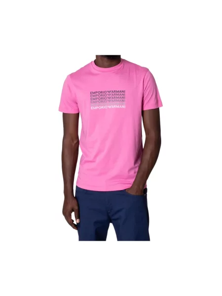 Koszulka Emporio Armani z logo różowa