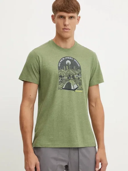 Smartwool t-shirt sportowy Streets to Peaks z nadrukiem zielony