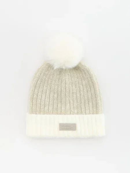 Reserved Čiapka beanie s brmbolcom krémová