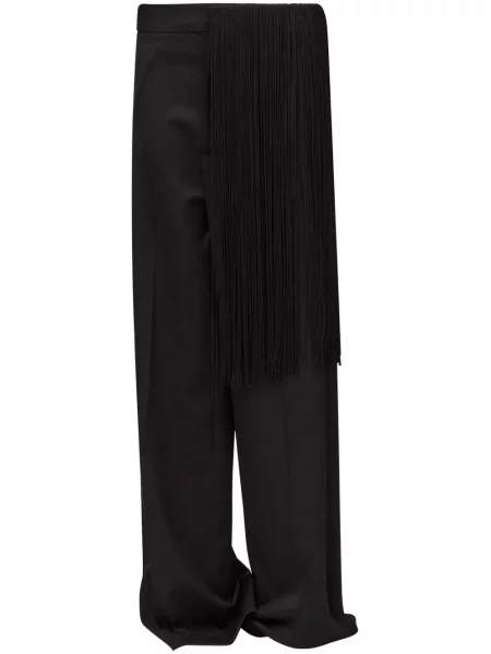 Pantaloni Mm6 Maison Margiela cu franjuri negru