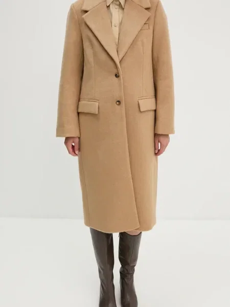 Kabát s příměsí vlny Miguel přechodný béžová