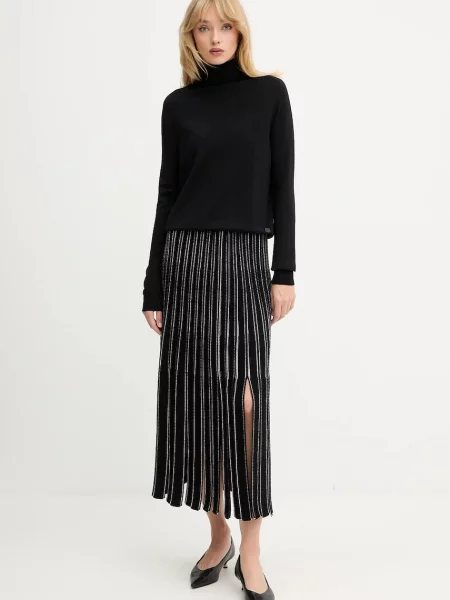 BOSS spódnica midi rozkloszowana czarny