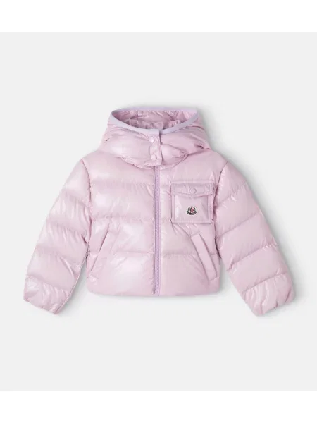 Pūkinė striukė Moncler Enfant rožinė