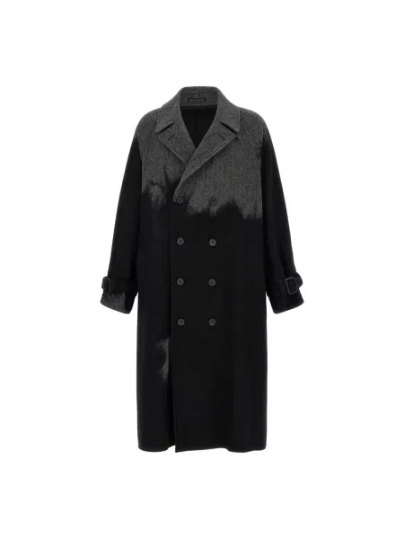 Płaszcz Yohji Yamamoto wełniany z nadrukiem szary