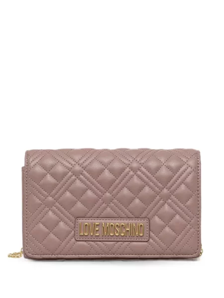 Matlasat geanta crossbody Love Moschino cu autograf roz