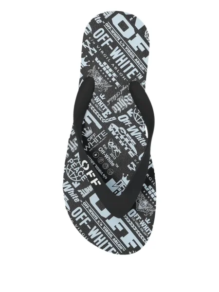 Șlapi Off-white cu imagine alb