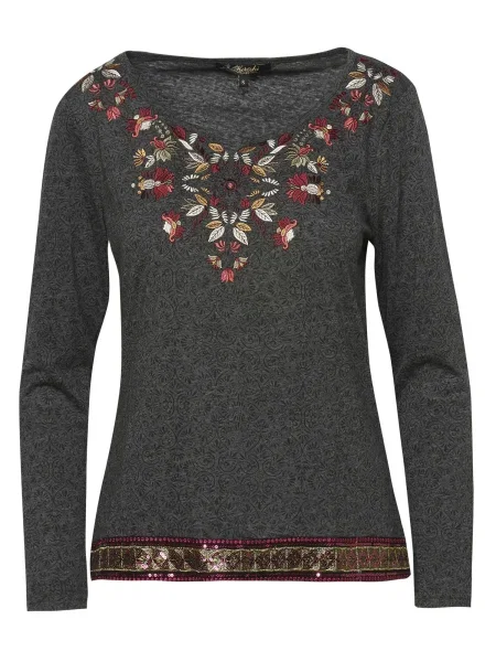 KOROSHI Tricou bej / fucsia / negru amestecat / alb