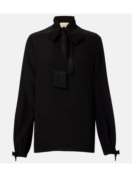 Jedwabny top Valentino z kokardką czarny