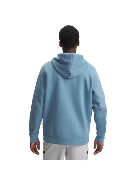 Флийс суичър с качулка Under Armour с качулка с принт синьо