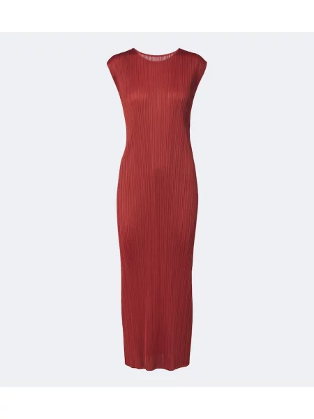 Rochie midi Pleats Please Issey Miyake portocaliu