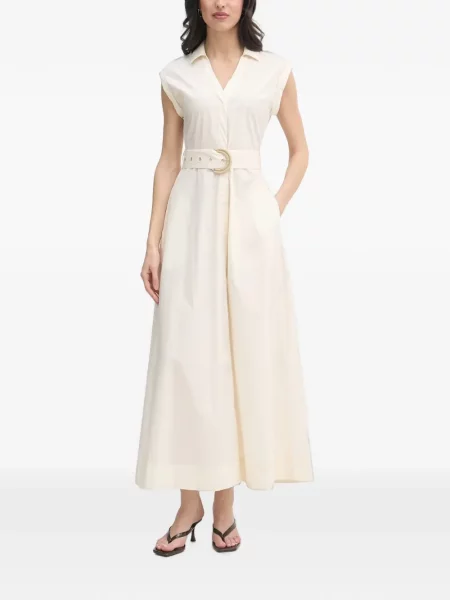 Cu centură rochie midi Gaudi fără mâneci alb