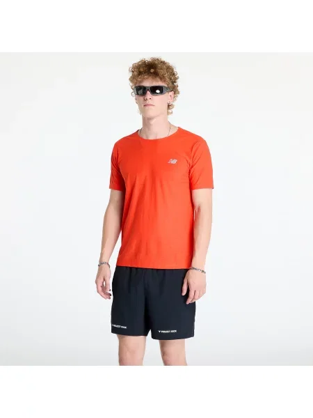 Тениска за бягане New Balance Athletics Jacquard с изчистен дизайн червено