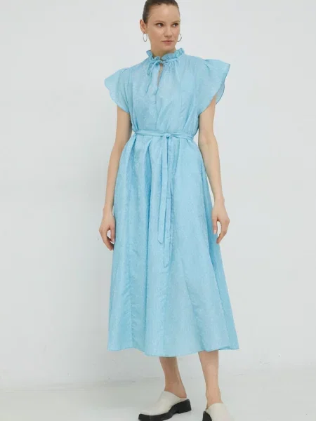 Samsoe Samsoe rochie maxi evazati albastru