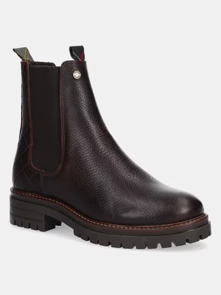 Barbour ghete chelsea de piele Evie cu plat maro
