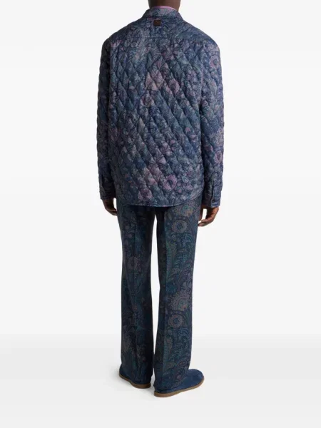 Geacă Etro cu model paisley matlasată albastru