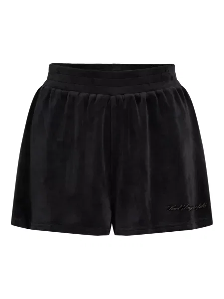 Pantaloni scurți Karl Lagerfeld din velur negru