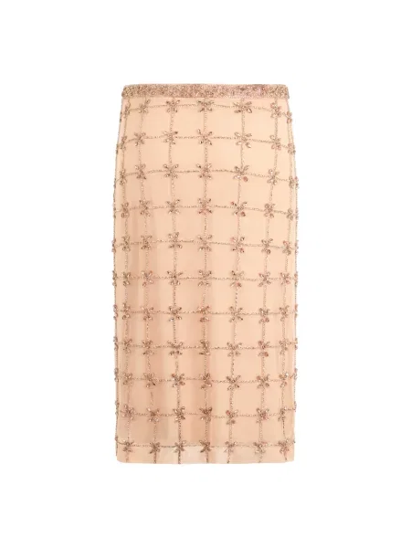 Spódnica midi Pinko z kryształkami dzwony różowa